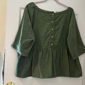 Maeve Green Button-Down Blouse